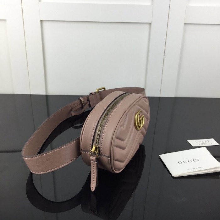 G*u*i gg marmont matelassé leather belt bag dusty pink