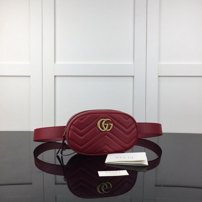 G*u*i gg marmont matelassé leather belt bag red
