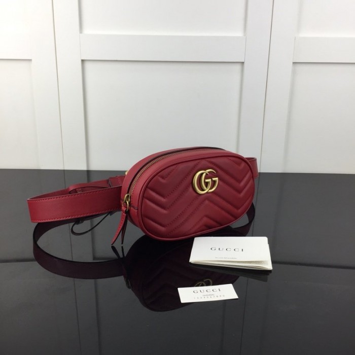G*u*i gg marmont matelassé leather belt bag red