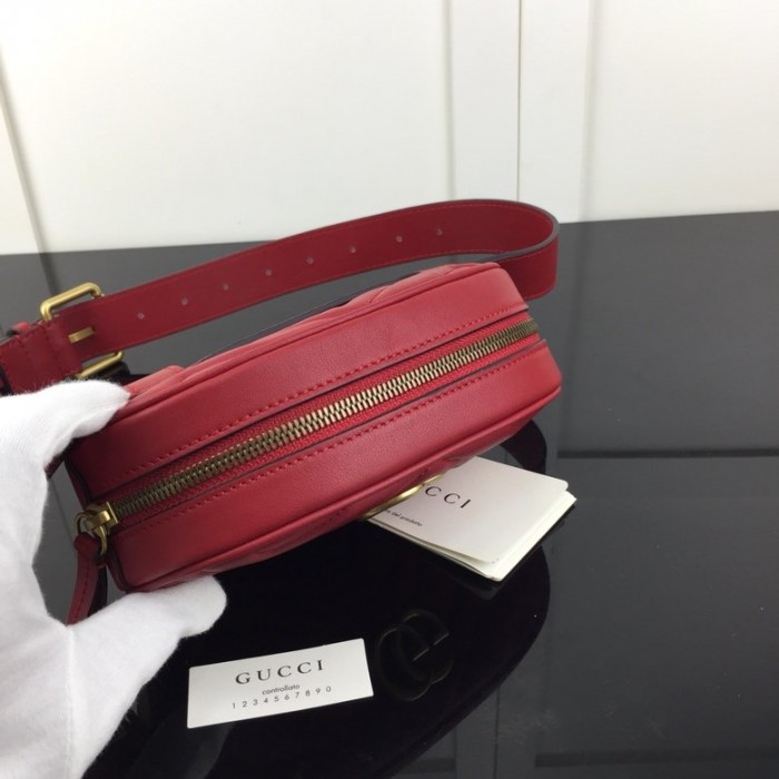 G*u*i gg marmont matelassé leather belt bag red