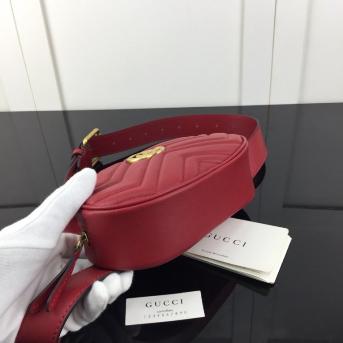 G*u*i gg marmont matelassé leather belt bag red