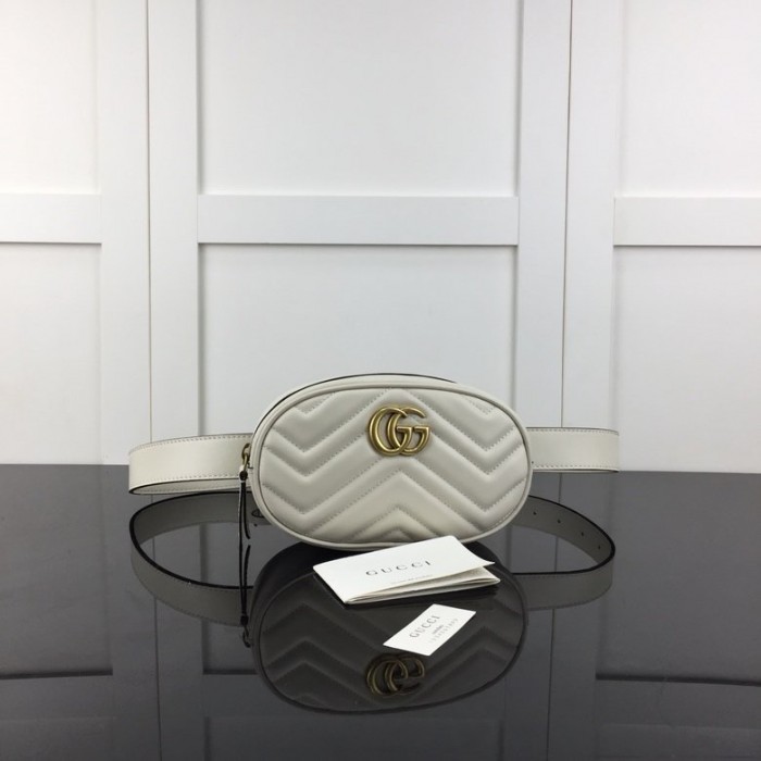 G*u*i gg marmont matelassé leather belt bag white