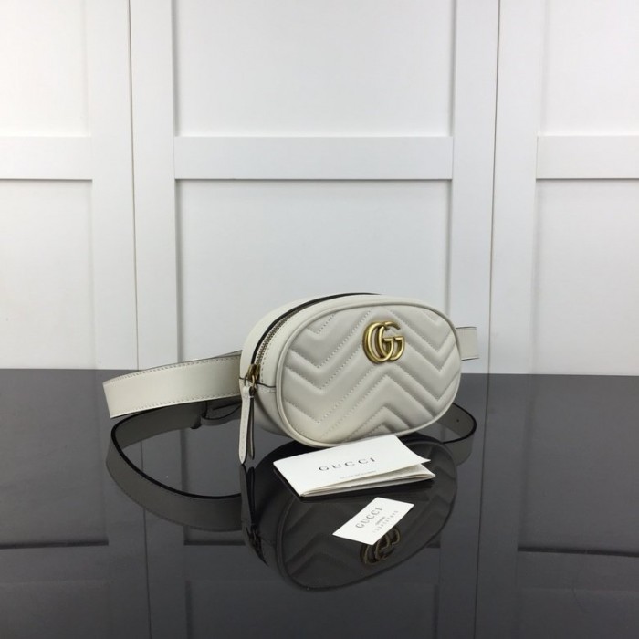 G*u*i gg marmont matelassé leather belt bag white