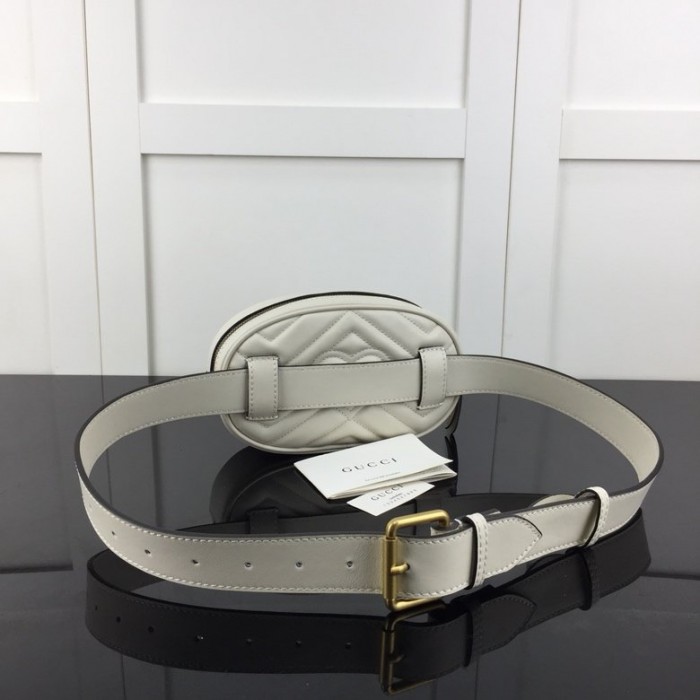 G*u*i gg marmont matelassé leather belt bag white