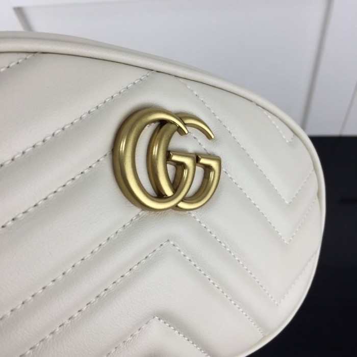 G*u*i gg marmont matelassé leather belt bag white