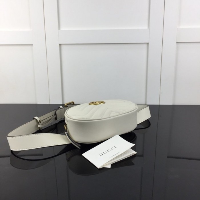 G*u*i gg marmont matelassé leather belt bag white