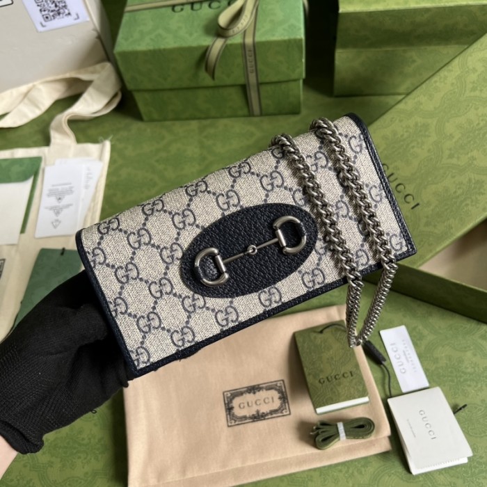 G*u*i horsebit 1955 wallet with chain ‎621892 blue