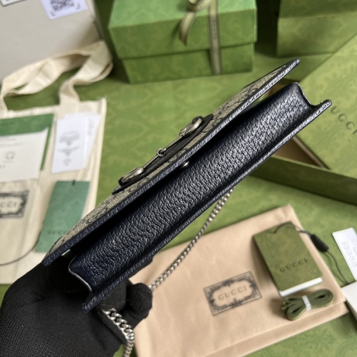 G*u*i horsebit 1955 wallet with chain ‎621892 blue