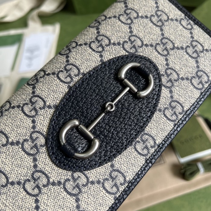 G*u*i horsebit 1955 wallet with chain ‎621892 blue