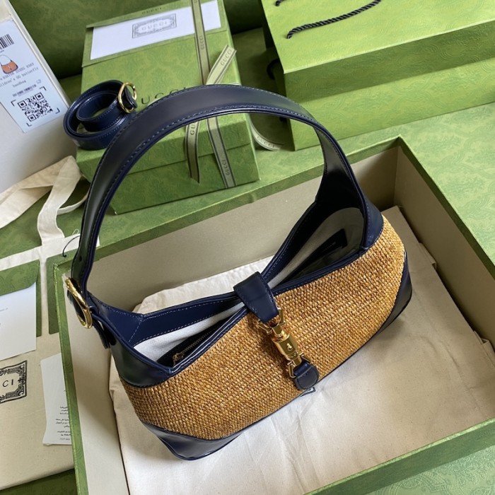 G*u*i jackie 1961 medium shoulder bag camel straw effect