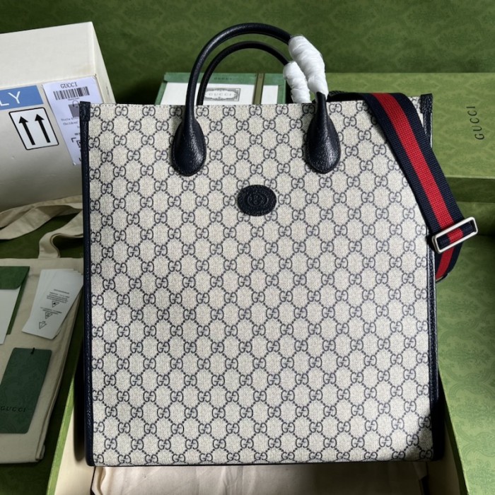 G*u*i large tote bag with interlocking g ‎674155 blue