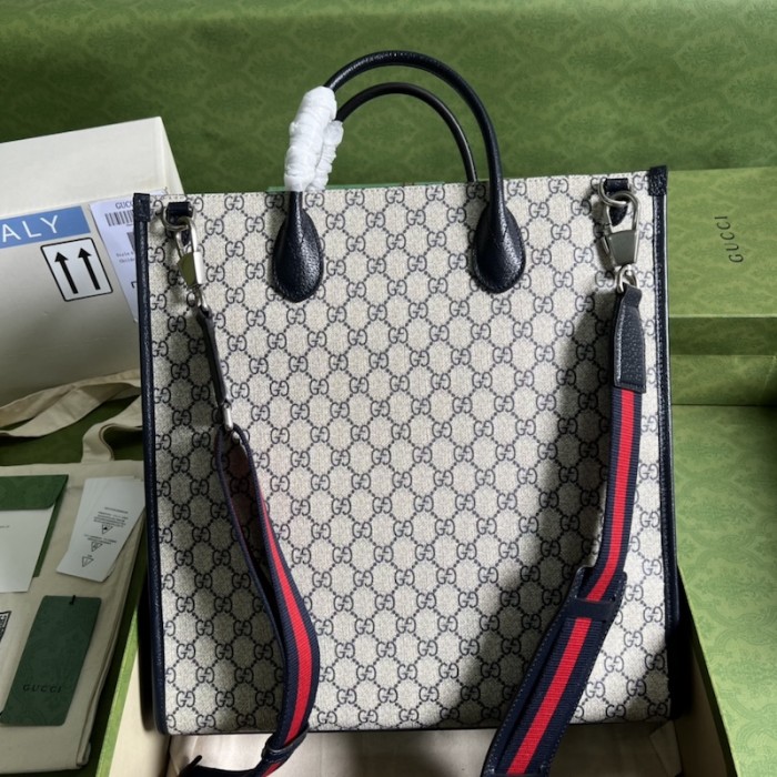 G*u*i large tote bag with interlocking g ‎674155 blue