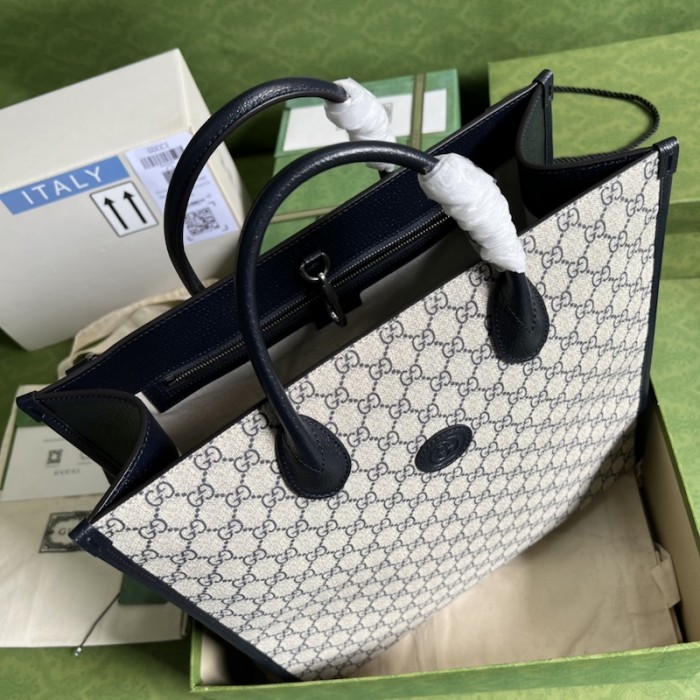 G*u*i large tote bag with interlocking g ‎674155 blue