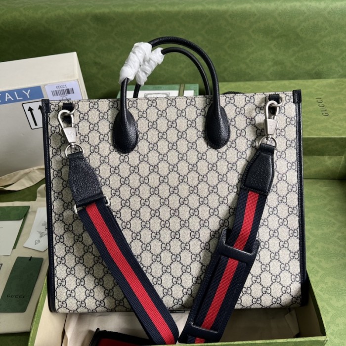 G*u*i medium tote bag with interlocking g ‎674148 blue