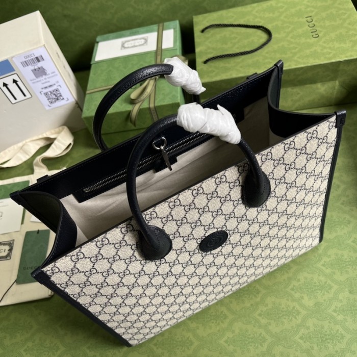 G*u*i medium tote bag with interlocking g ‎674148 blue
