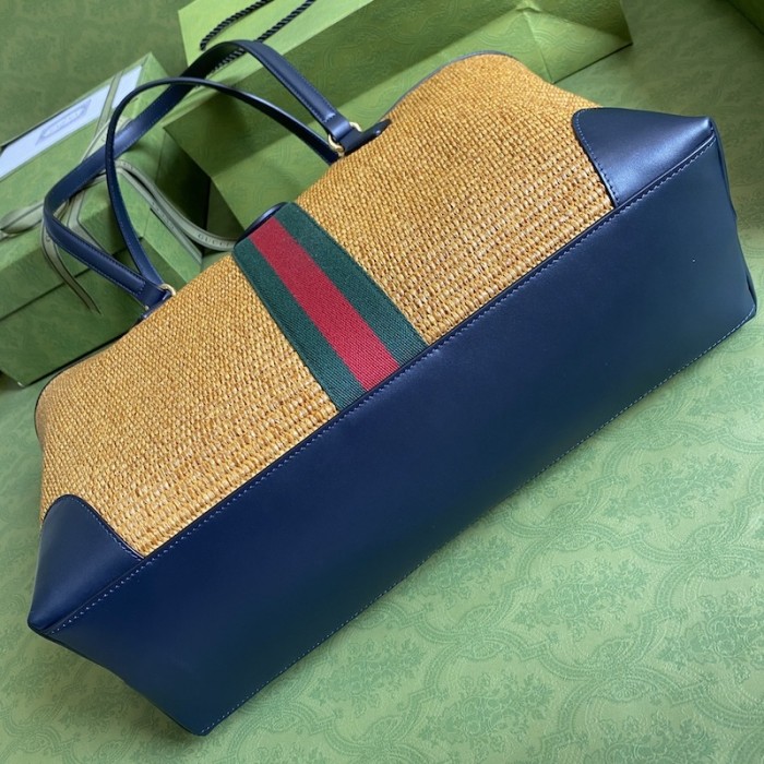 G*u*i ophidia medium tote bag camel straw effect