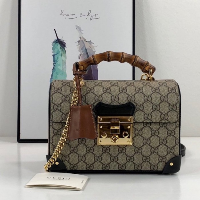 G*u*i padlock gg small bamboo shoulder bag ‎603221