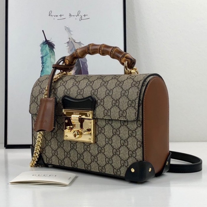G*u*i padlock gg small bamboo shoulder bag 603221