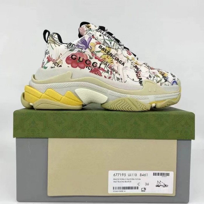 g*u*i x Ba*len*cia*ga the hacker project triple s sneaker flora print