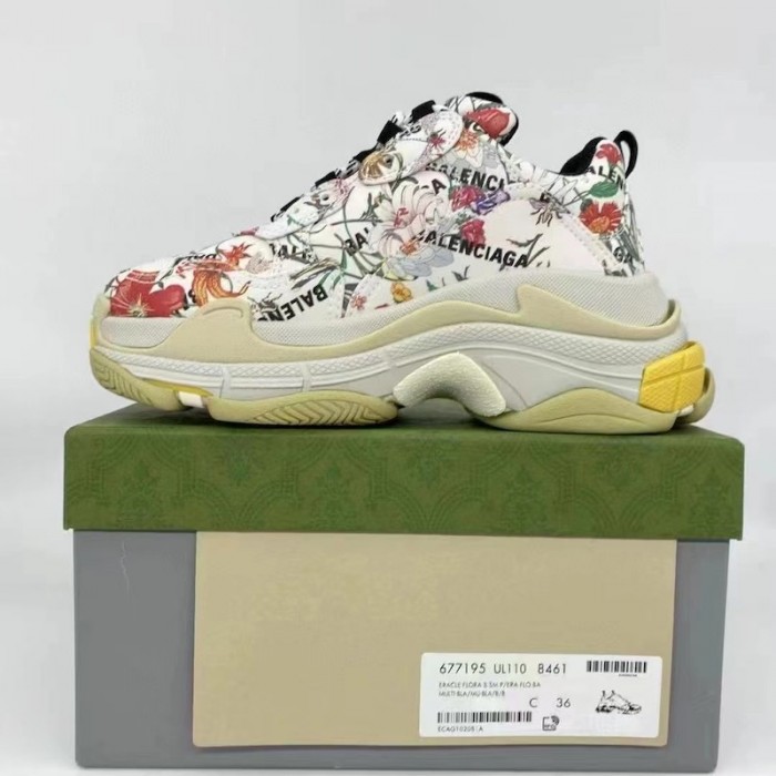 g*u*i x Ba*len*cia*ga the hacker project triple s sneaker flora print
