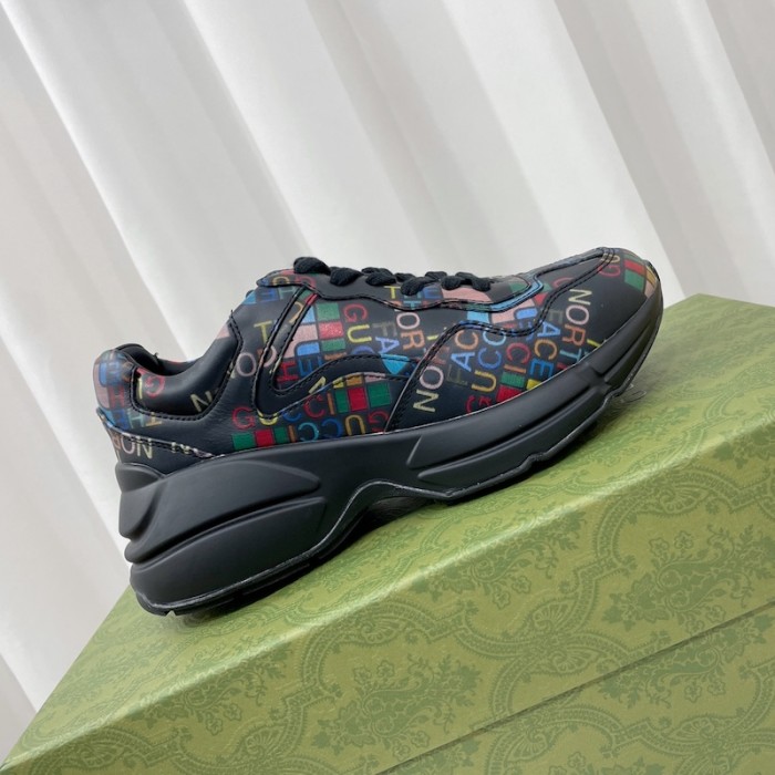 the north face x G*u*i rhyton sneaker black leather ‎685739