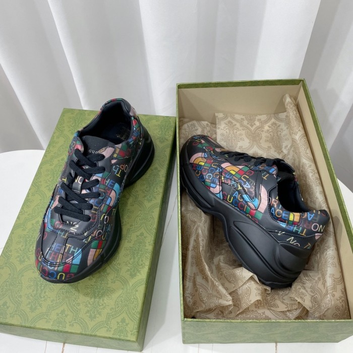 the north face x G*u*i rhyton sneaker black leather ‎685739