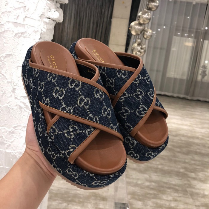 G*u*i gg multicolour platform sandal blue canvas