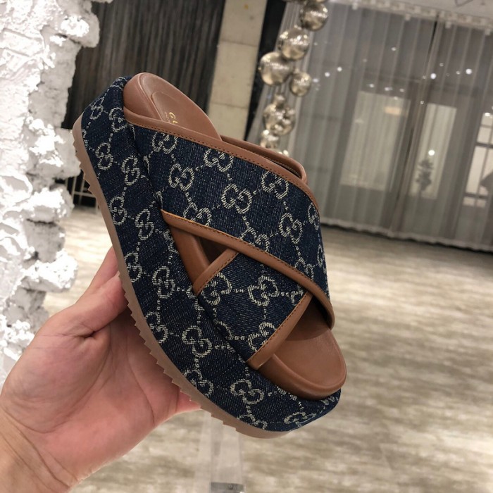 G*u*i gg multicolour platform sandal blue canvas