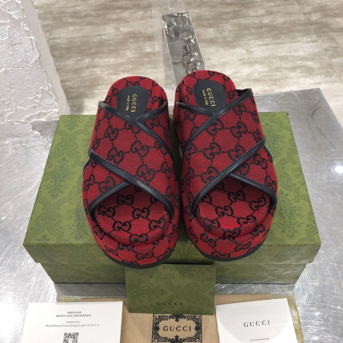 G*u*i gg multicolour platform sandal red