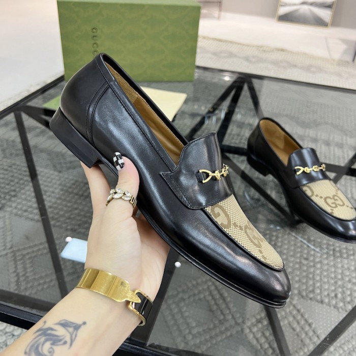 G*u*i jordaan leather loafer black with gg jumbo