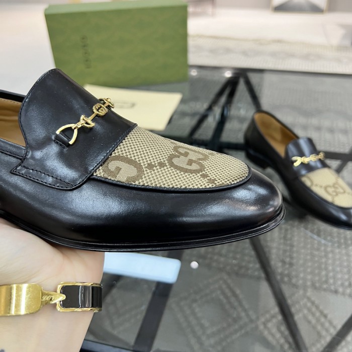 G*u*i jordaan leather loafer black with gg jumbo