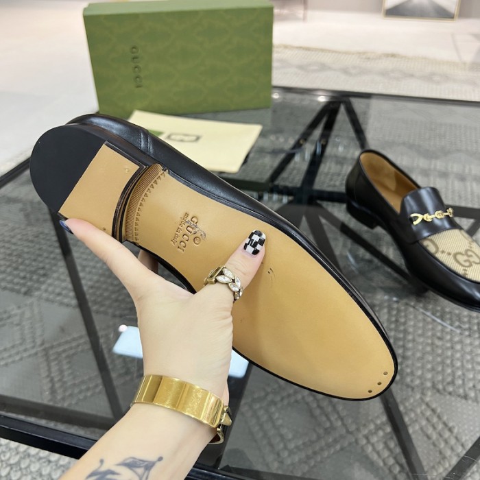 G*u*i jordaan leather loafer black with gg jumbo