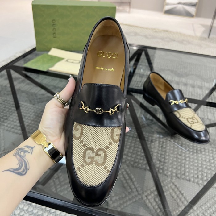 G*u*i jordaan leather loafer black with gg jumbo