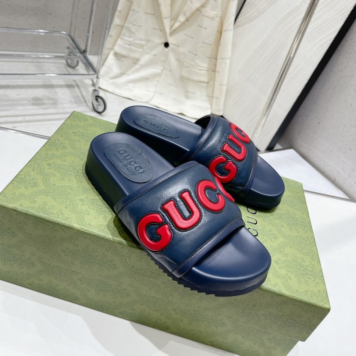 men''s G*u*i slide sandal blue