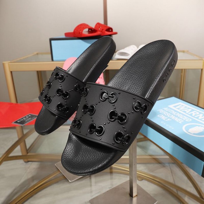 G*u*i rubber gg slide sandal black
