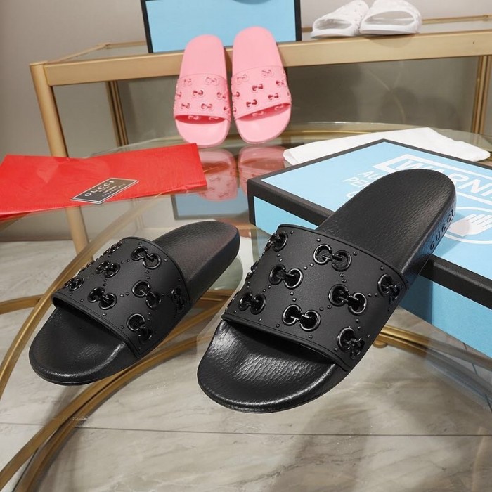 G*u*i rubber gg slide sandal black