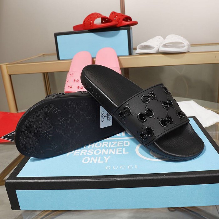 G*u*i rubber gg slide sandal black