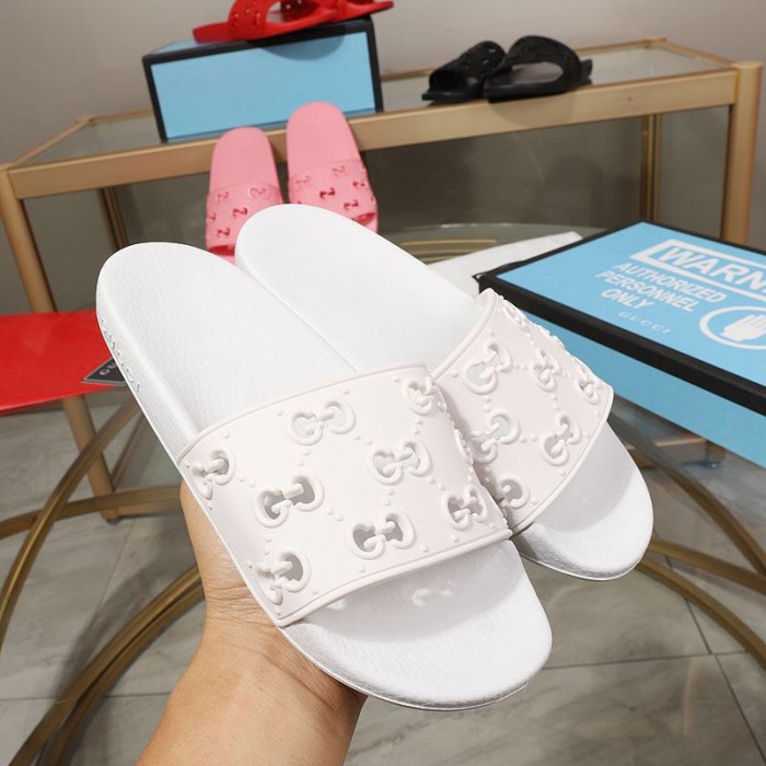 G*u*i rubber gg slide sandal white