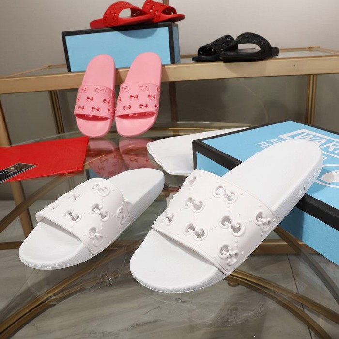 G*u*i rubber gg slide sandal white