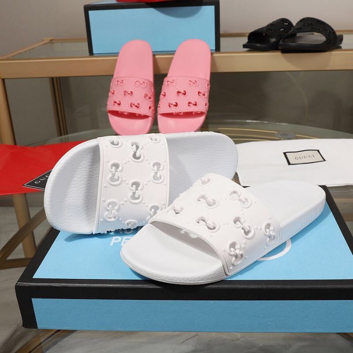 G*u*i rubber gg slide sandal white