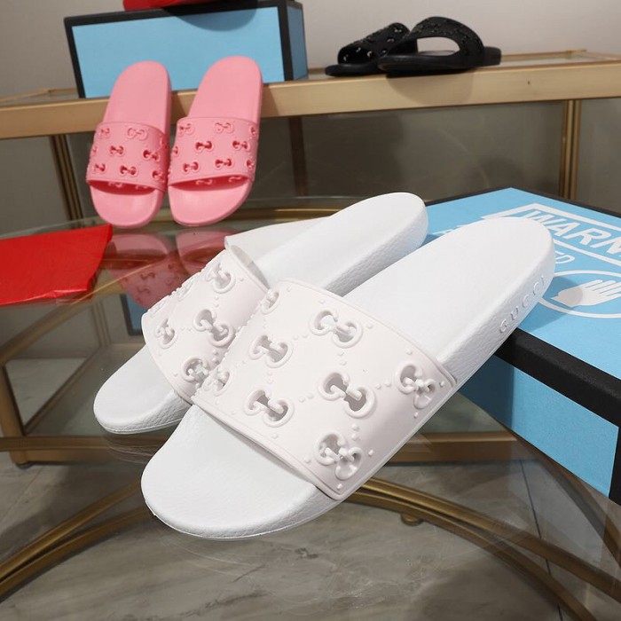 G*u*i rubber gg slide sandal white