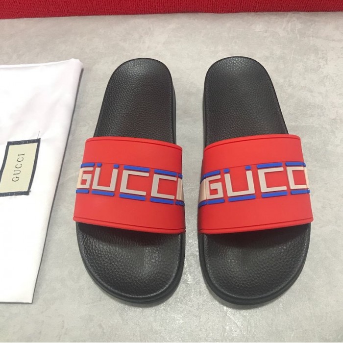 G*u*i stripe rubber slide sandal red