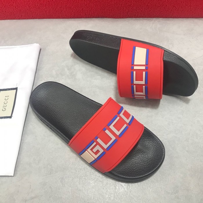 G*u*i stripe rubber slide sandal red