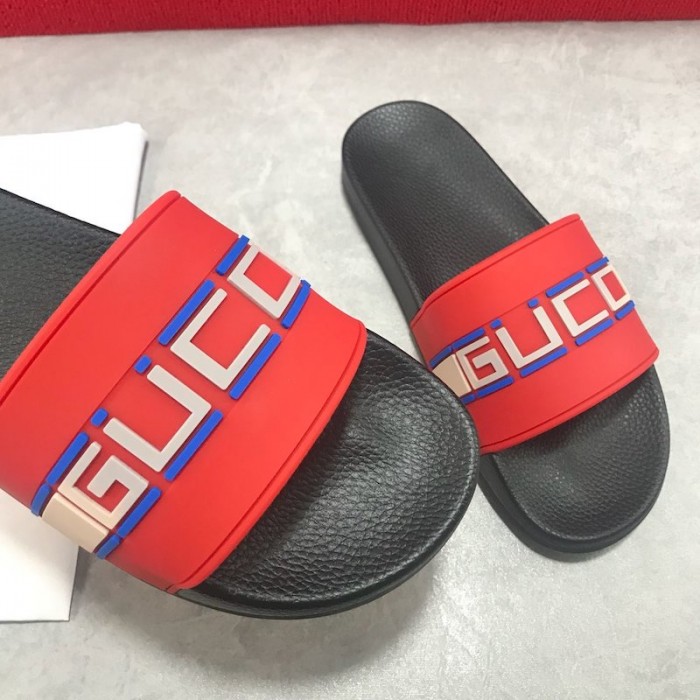 G*u*i stripe rubber slide sandal red