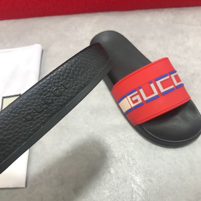 G*u*i stripe rubber slide sandal red