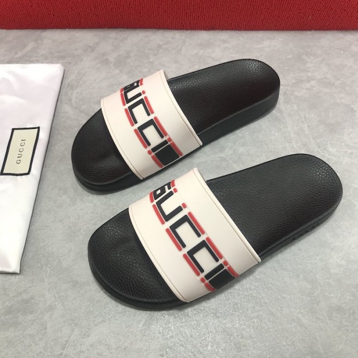 G*u*i stripe rubber slide sandal white