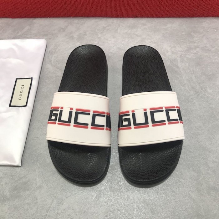 G*u*i stripe rubber slide sandal white