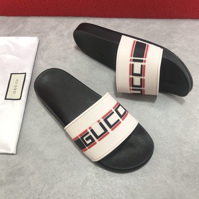 G*u*i stripe rubber slide sandal white