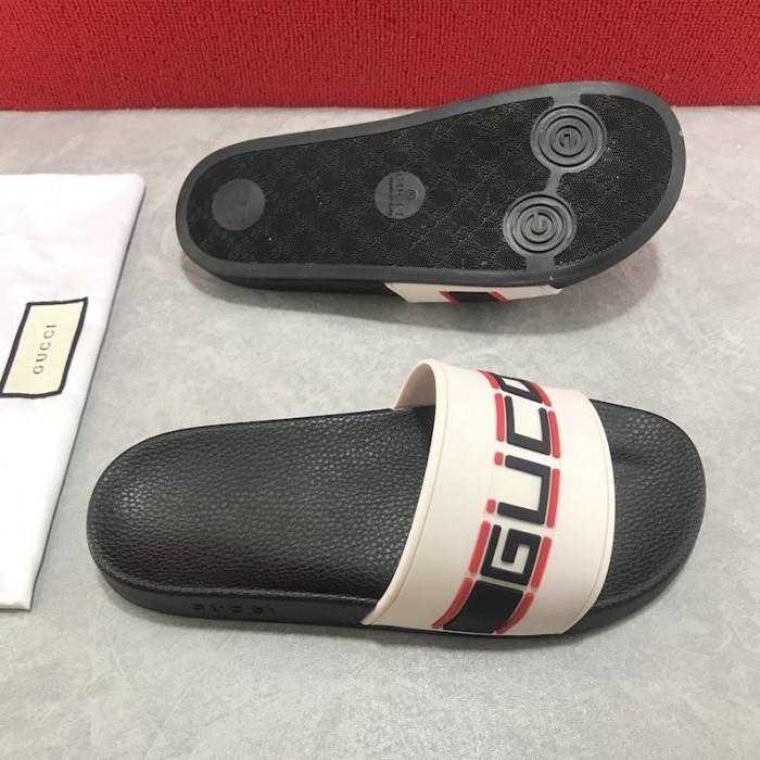 G*u*i stripe rubber slide sandal white