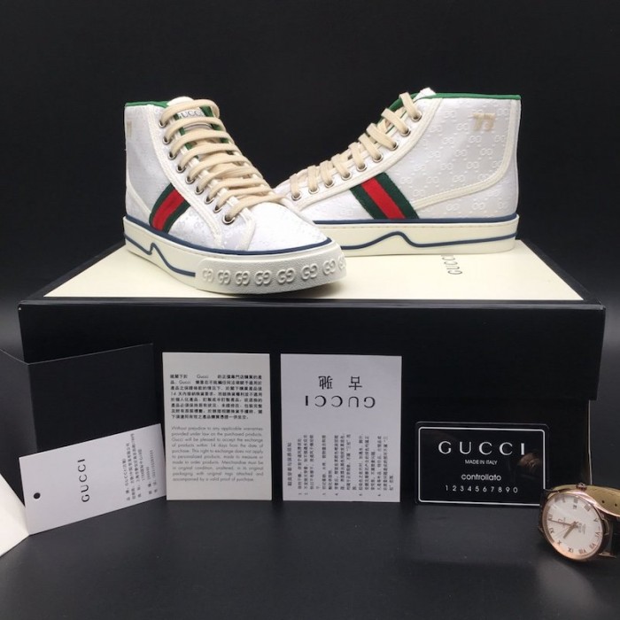 G*u*i tennis 1977 high top sneaker white gg canvas